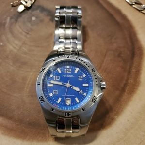 Fossil Blue Mens 45mm SS watch